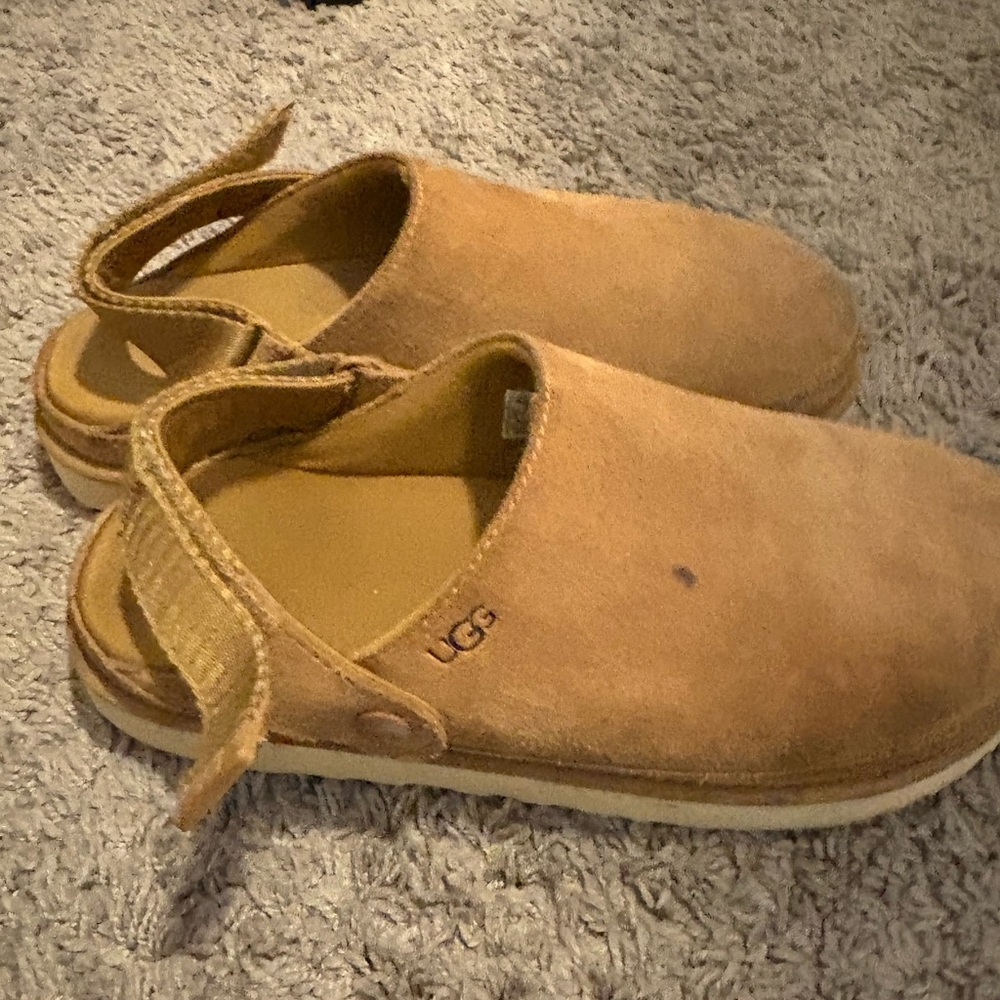 UGG Chestnut Suede Backless Loafers